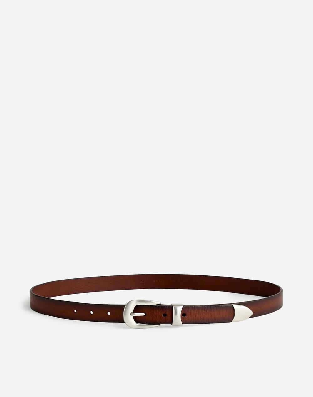 NWT Madewell Metal-Tipped Three-Piece Leather Belt Dark Carob Brown Size 36